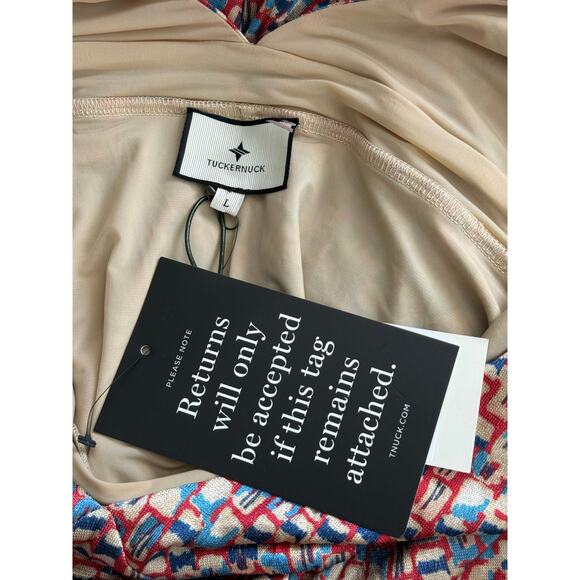 NWT Tuckernuck Mosaic Natasha Maxi Sleeveless Shimmer Vneck Dress Red Blue Large - Picture 7 of 11